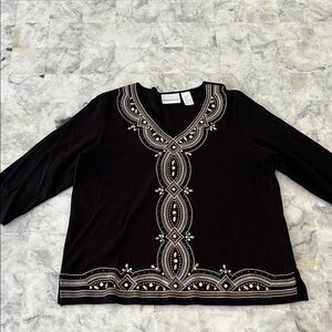 Alfred Dunner Cotton Knit Top with Embellishments